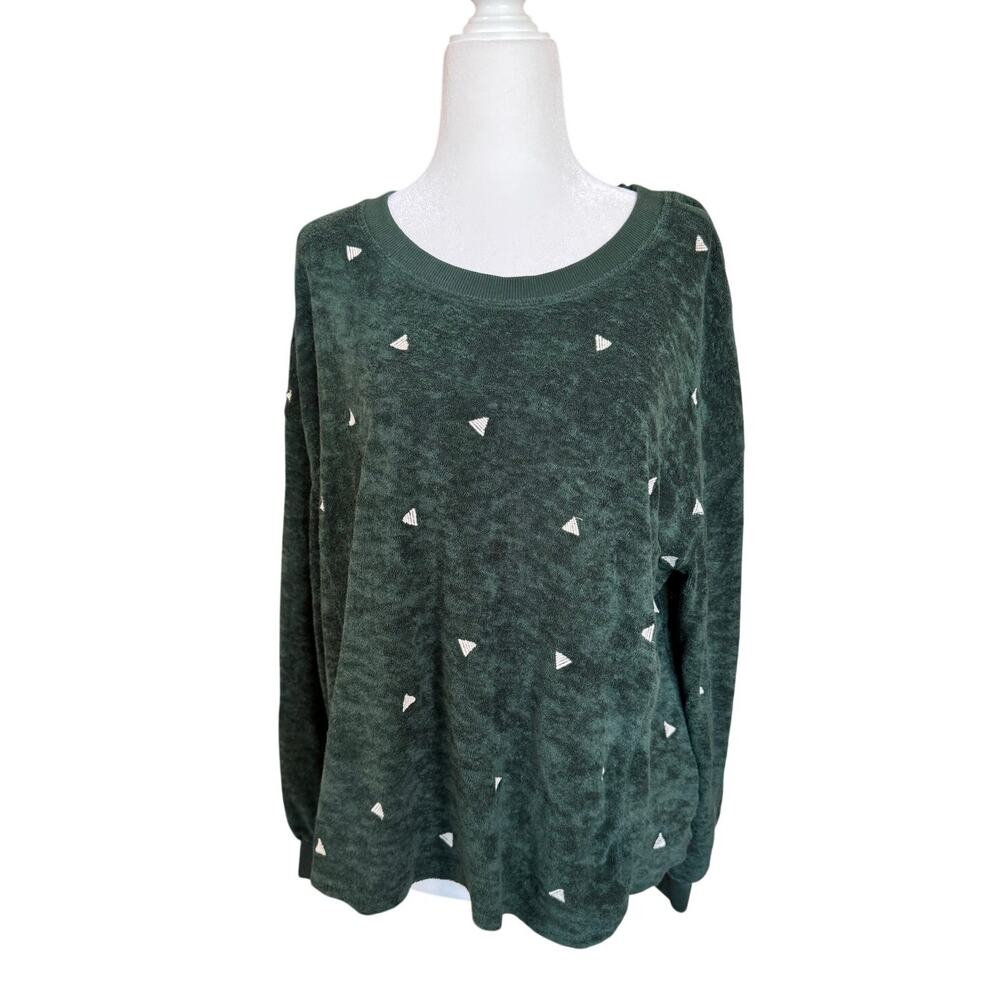 Wonderly Studio Green Sweatshirt Women’s Medium Triangle Print